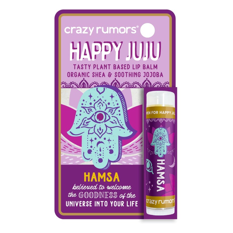 Crazy Rumors Happy Juju All Natural, Plant-Based Lip Balm with Organic Shea & Jojoba 1 Pack (Hamsa) - Image 1