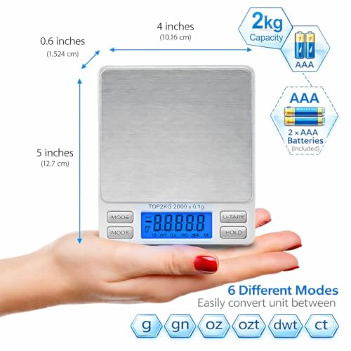 Smart Weigh Digital Pro Pocket Scale with Back-Lit LCD Display, Silver - Image 4