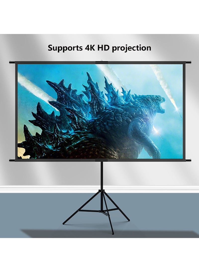 Projector Screen with Stand, Portable 4K HD 16:9 Projector Movie Screen with Height Adjustable Stand for Indoor Home Theater, Outdoor Camping, Office(Single support, 120Inch) - Image 2