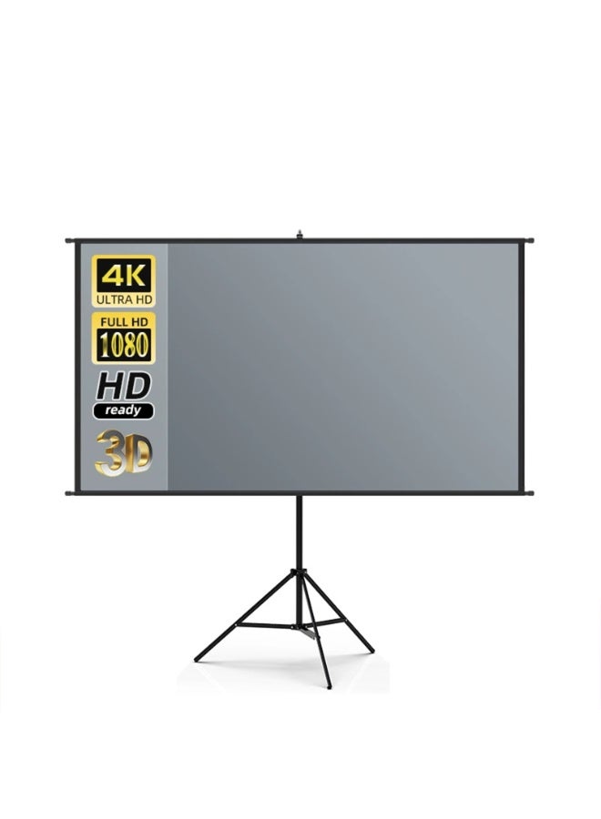 Projector Screen with Stand, Portable 4K HD 16:9 Projector Movie Screen with Height Adjustable Stand for Indoor Home Theater, Outdoor Camping, Office(Single support, 120Inch) - Image 1