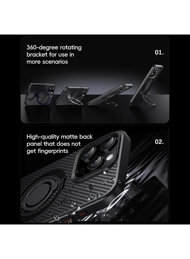 erorex Case For iPhone 14 Pro Max Carbon Fiber MagSafe Phone Case with 360 Degree Rotating Holder - Image 3