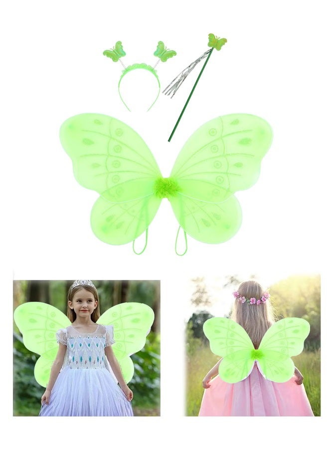 ZVEV Fairy Wings Set, Fairy Set with Sparkling Sheer Butterfly Wings, Flower Crown, Wand, Butterfly Wings Ideal for Cosplay, Party, Costume - Image 5