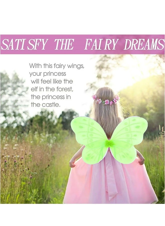 ZVEV Fairy Wings Set, Fairy Set with Sparkling Sheer Butterfly Wings, Flower Crown, Wand, Butterfly Wings Ideal for Cosplay, Party, Costume - Image 2