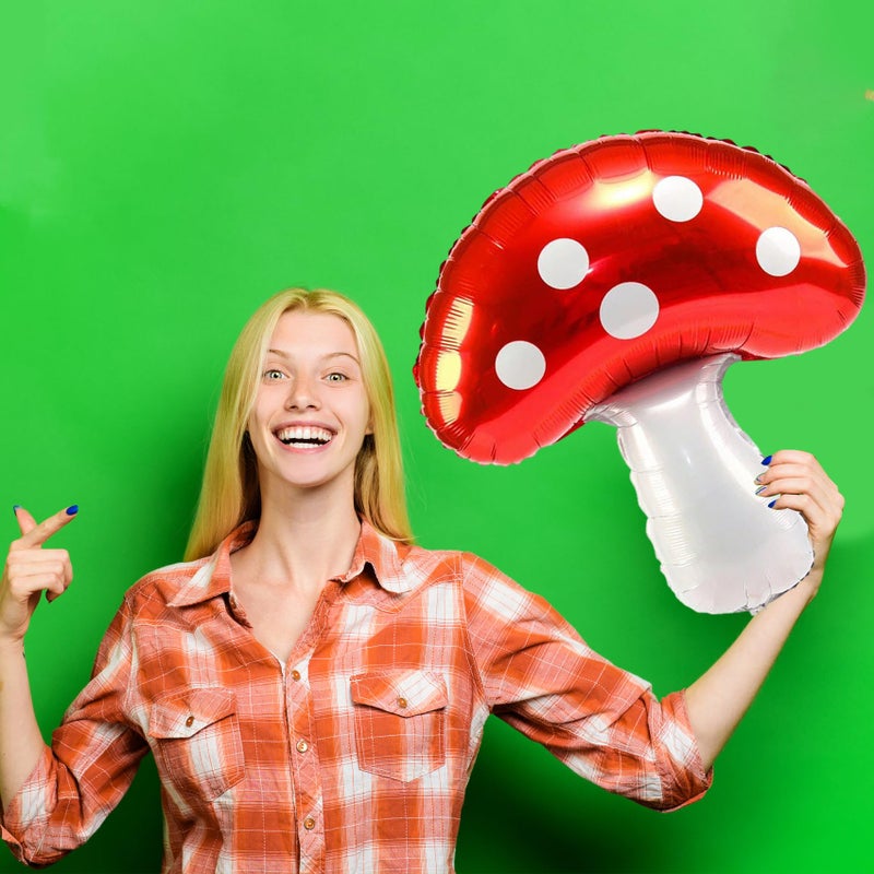 KHC-KHF 6PCS Large-Mushroom-Balloons Super Red Mushroom Balloons Red Foil Video Game Mushrooms Balloon Birthday Party Decorations for Boys Girls Party Supply - Image 5