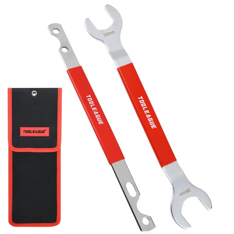 TOOLEAGUE 2Pcs Fan Clutch Wrench Set32mm 36mm WrenchesFan Clutch Removal Tool KitCompatible with BMWFordGMChevrolet Water Pump Pulley Holder and Nut Water Hub Removal