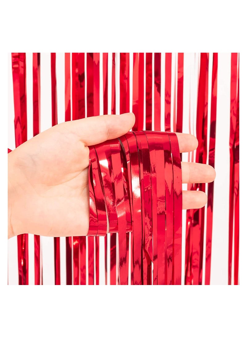 هايلاند 3 قطع من الستائر المعدنية المصنوعة من رقائق معدنية حمراء لأعياد الميلاد والذكرى السنوية وديكورات حفلات الزفاف - Image 3