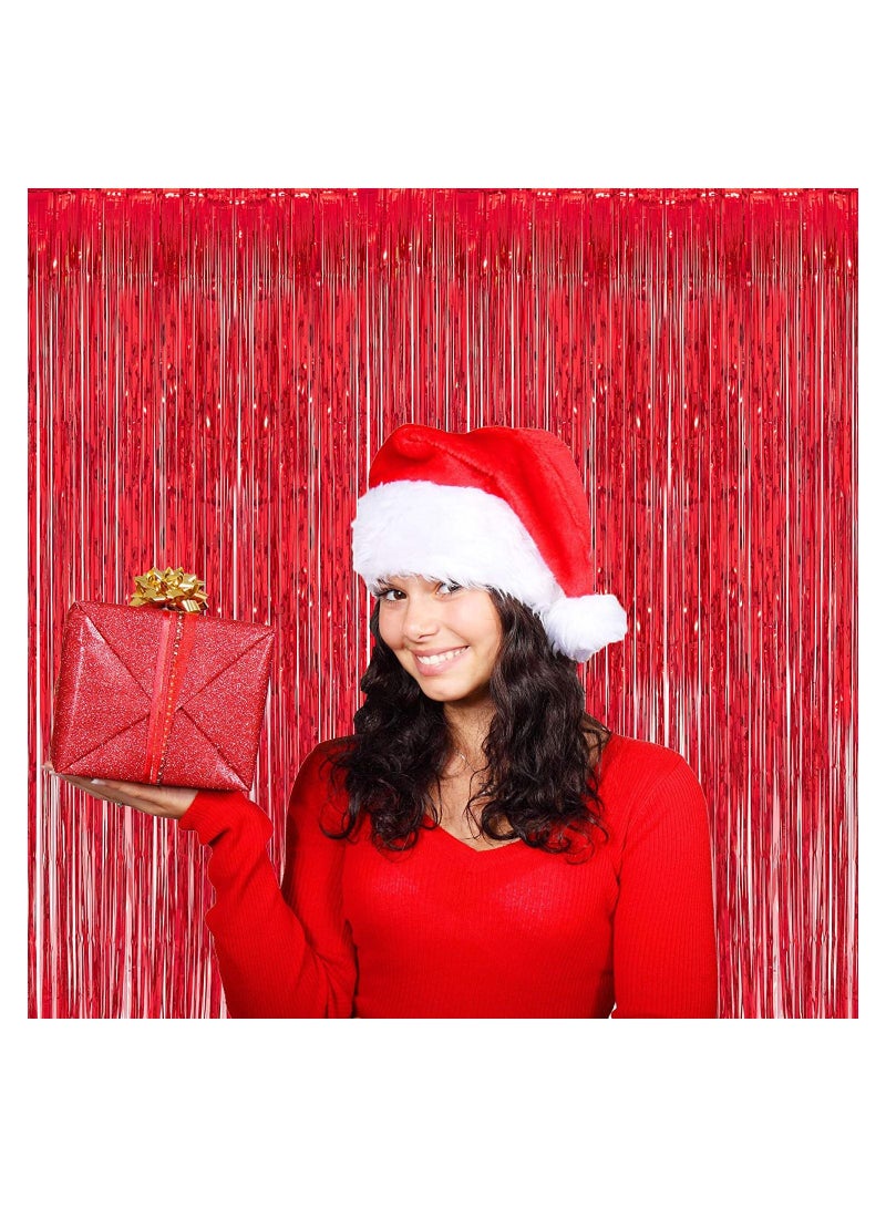 هايلاند 3 قطع من الستائر المعدنية المصنوعة من رقائق معدنية حمراء لأعياد الميلاد والذكرى السنوية وديكورات حفلات الزفاف - Image 5