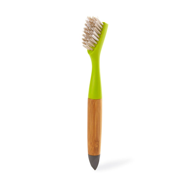 Full Circle Micro Manager, Deep Cleaning Brush for Crevices, Shower, & Grout, Tough Bristles, Sustainable Bamboo Handle, Green - Image 1