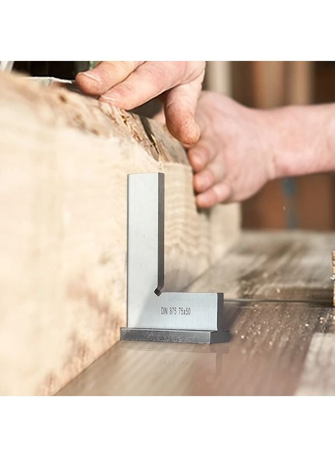 Widened Base Knife Edge Square Ruler 100x70mm High Carbon Steel Woodworking Table Saw - Image 2