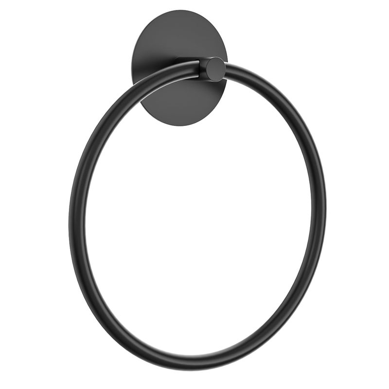susswiff Matte Black Bathroom Towel Ring - SUS304 Stainless Steel Bathroom Towel Rack, Susswiff Adhesive Wall Mounted Hand Towels Holder, Towel Hanger for Bathroom Organizer, Kitchen Storage - Image 1
