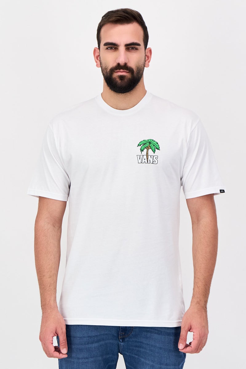 VANS تي شيرت رجالي بأكمام قصيرة وياقة دائرية بطباعة جرافيك، أبيض - Image 1