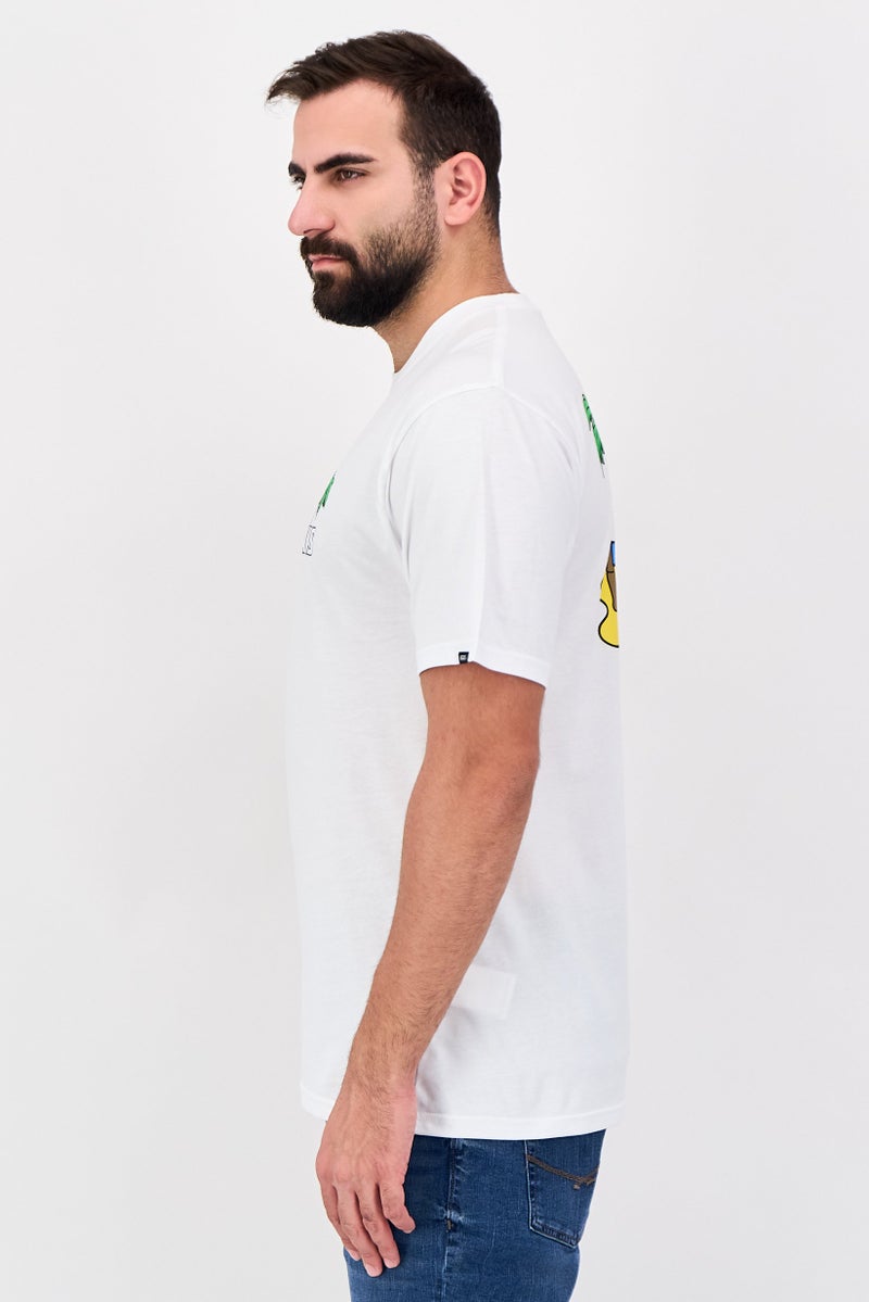 VANS تي شيرت رجالي بأكمام قصيرة وياقة دائرية بطباعة جرافيك، أبيض - Image 2