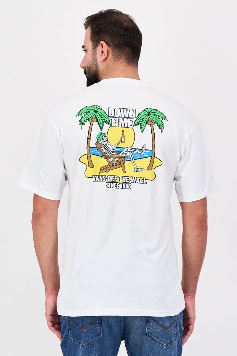 VANS تي شيرت رجالي بأكمام قصيرة وياقة دائرية بطباعة جرافيك، أبيض - Image 4