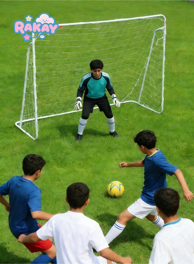 RAKAY Portable Soccer Goal with Net 213x 150 x 75 cm Football Goal with a Single Net Goal Meatel Post,White Frame, Includes Ground Pegs - Image 5