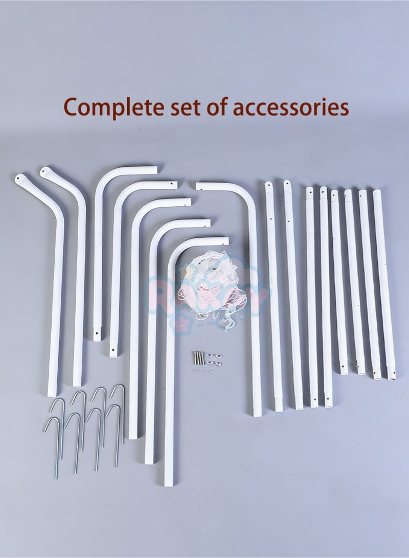 RAKAY Portable Soccer Goal with Net 213x 150 x 75 cm Football Goal with a Single Net Goal Meatel Post,White Frame, Includes Ground Pegs - Image 4