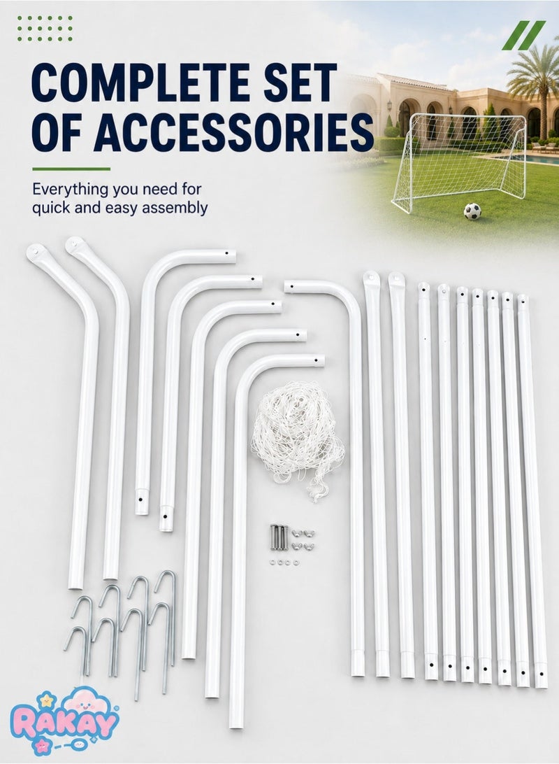 RAKAY Soccer goal with net, 213 × 150 × 75 cm, portable Iron football goal, comes with ground stakes, suitable for gardens, fields, and school sports activitiess - Image 5
