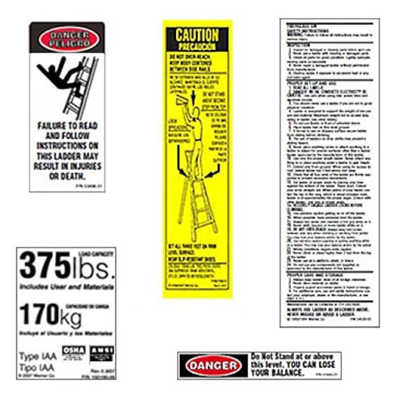 Werner 375 LB Fiberglass Step Ladder Label Kits (Pack of 6) - Image 3