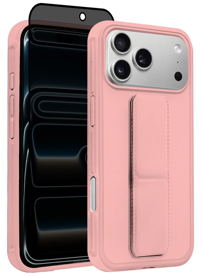 CATANES عبوتان من غلاف جلد PU الفاخر لجهاز iPhone 17 Pro مع وظيفة الحامل، مقاوم للصدمات ومضاد للخدوش مع قبضة إصبع وواقي شاشة للخصوصية - Image 1