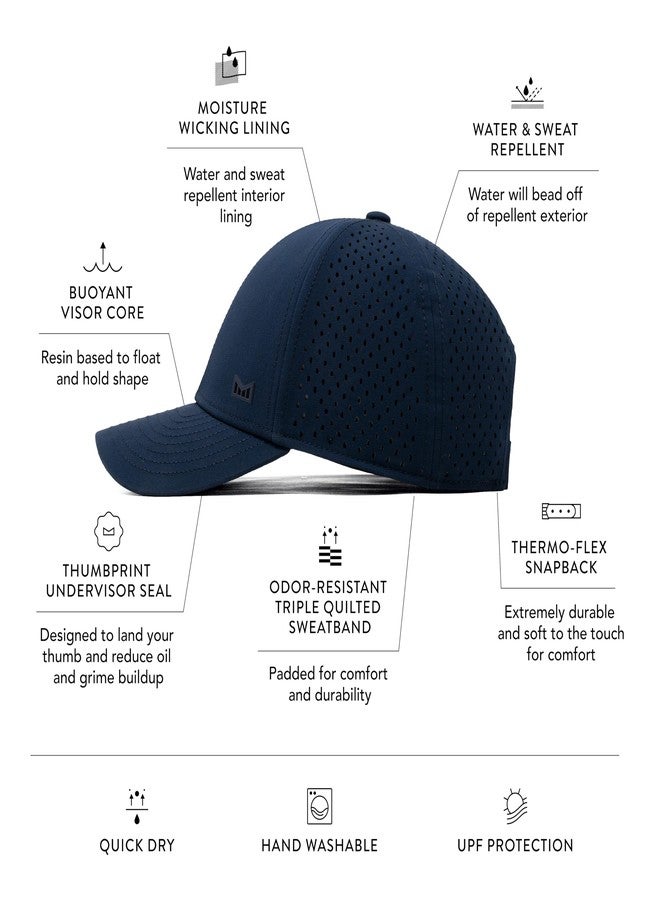 melin A-Game Icon Hydro, Navy, Performance Snapback Hat, Water-Resistant Baseball Cap for Men & Women, Medium-Large - Image 2