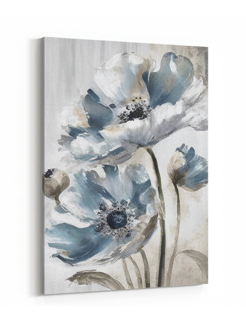 LOWHA Framed Canvas Wall Art Stretched Over Wooden Frame, Flowers Abstract Painting - Image 4
