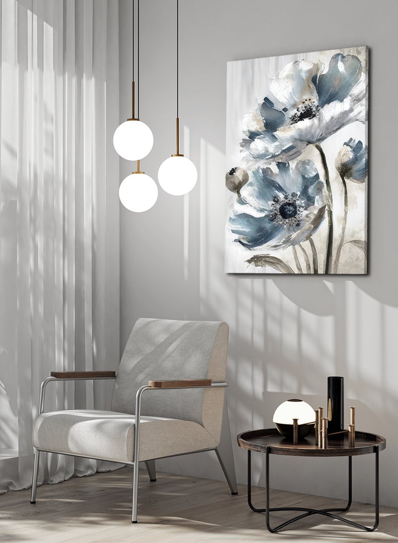 LOWHA Framed Canvas Wall Art Stretched Over Wooden Frame, Flowers Abstract Painting - Image 3