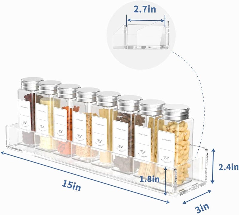 BPA® Acrylic Spice Rack Wall Mount for Cabinets, Cupboard Or Pantry Door, 4 Packs Of Hanging Spice Rack Shelf, Seasoning Organizer for Kitchen - Image 2