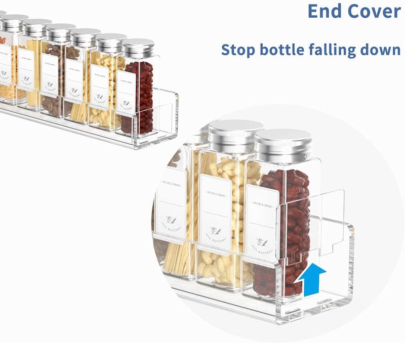 BPA® Acrylic Spice Rack Wall Mount for Cabinets, Cupboard Or Pantry Door, 4 Packs Of Hanging Spice Rack Shelf, Seasoning Organizer for Kitchen - Image 1