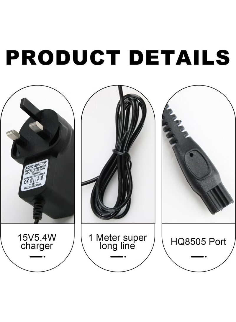 15V Shaver Charger Compatible with Philips HQ8505 7000 5000 3000 Series mg5750 mg7790 7750, Electric Shaver Beard Trimmer Adapter AC Power Supply Charging - Image 3