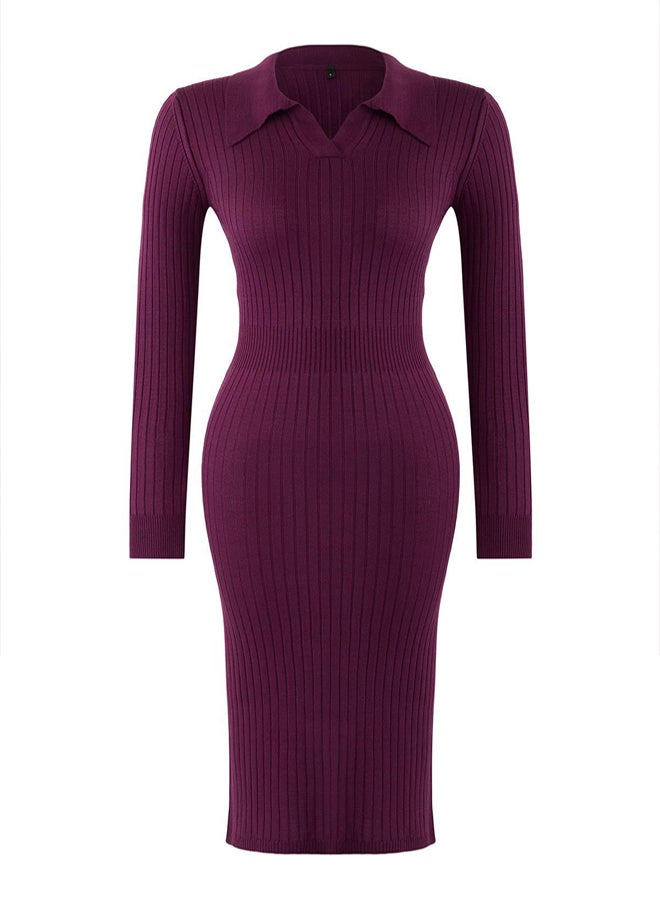 trendyol Plum Midi Knit Polo Neck Dress - Image 5