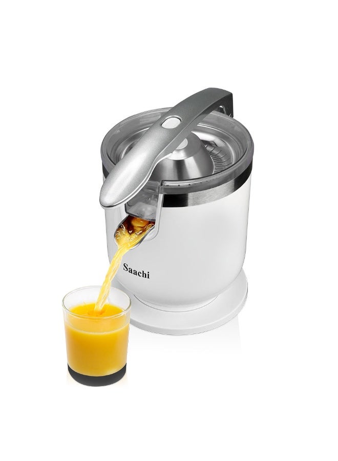 Saachi Citrus Juicer NL-CJ-4072-WH, 450W Powerful Motor, Automatic Citrus Squeezer with Stainless Steel Filter, Anti-Drip Spout, 2 Press Cones for Orange & Lemon Juice, White 200 W NL-CJ-4072-WH White - Image 1