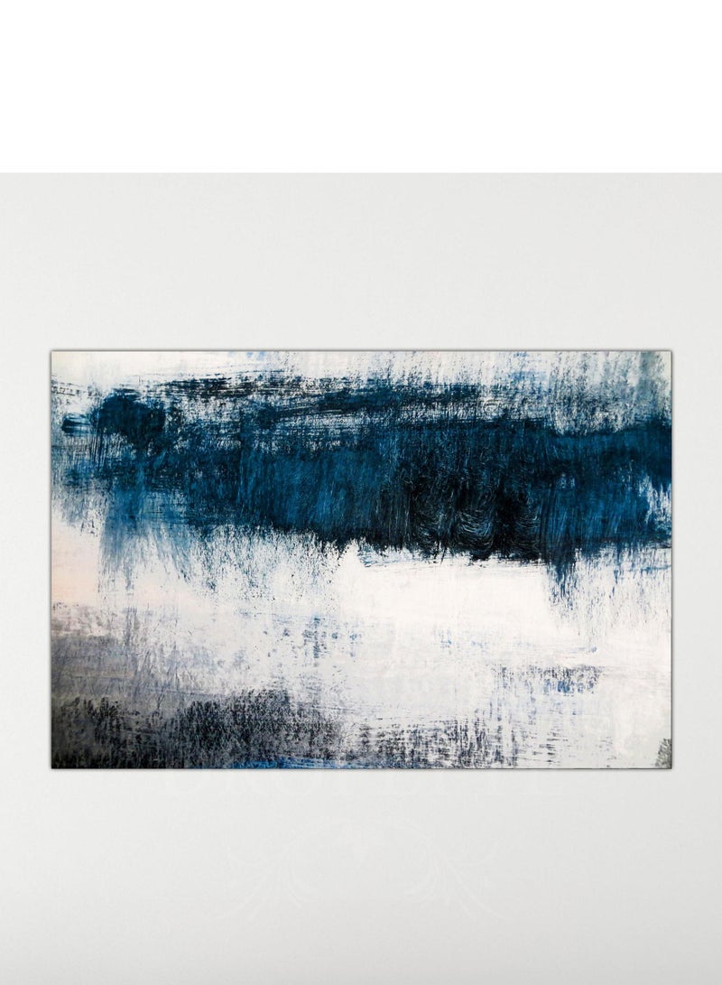 Droplyte Abstract Canvas Wall Art Prints Painting Navy Blue Tones Modern Creative Artwork Bathroom Pictures Ready to Hang for Living Room Bedroom Office Kitchen Decorations 60CM x 40CM  - Image 2