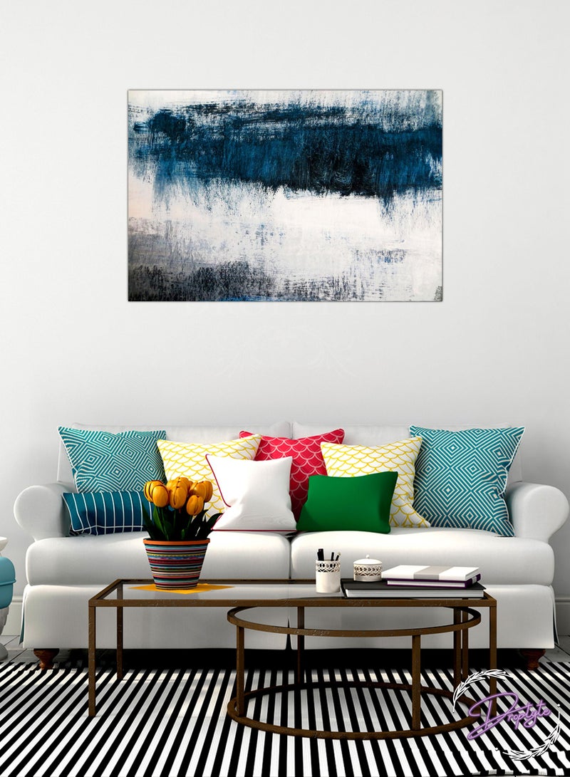 Droplyte Abstract Canvas Wall Art Prints Painting Navy Blue Tones Modern Creative Artwork Bathroom Pictures Ready to Hang for Living Room Bedroom Office Kitchen Decorations 60CM x 40CM  - Image 1