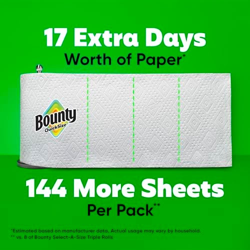 Bounty Quick-Size Paper Towels, White, 8 Family Triple Rolls = 27 Regular Rolls - Image 5