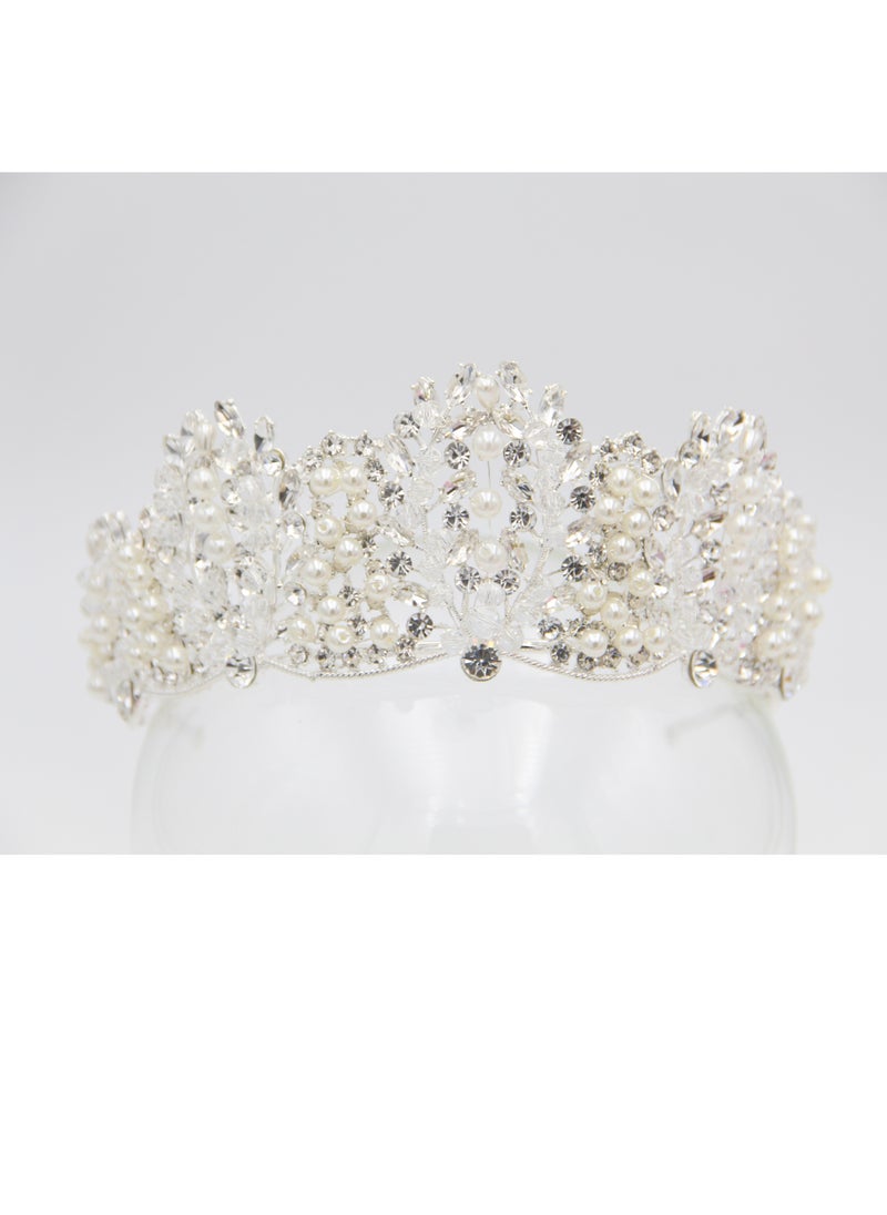 D'Daniela - Ddaniela Vioctoria Collection Faux white crystal stones Crown Tiara - Image 1