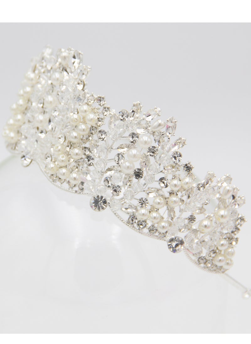 D'Daniela - Ddaniela Vioctoria Collection Faux white crystal stones Crown Tiara - Image 1