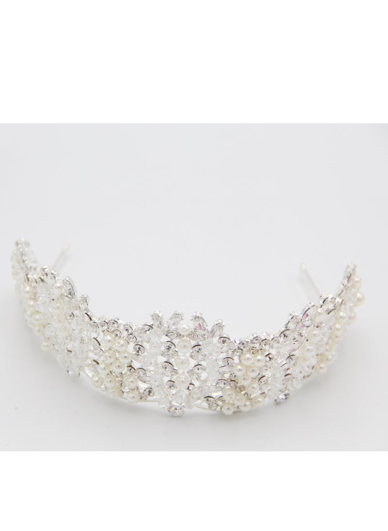 D'Daniela - Ddaniela Vioctoria Collection Faux white crystal stones Crown Tiara - Image 1