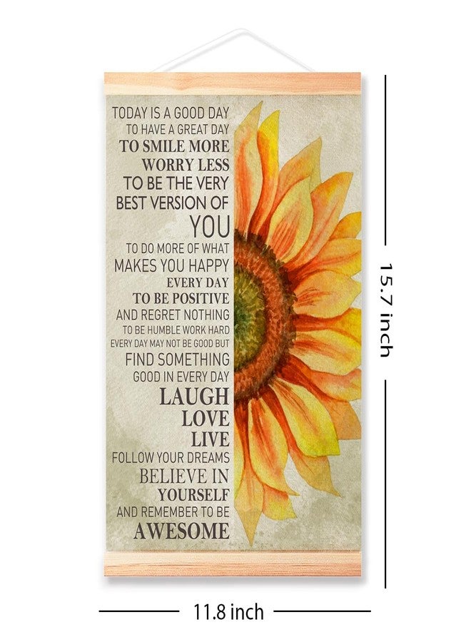 Littlefa Today is a Good Day Sunflower Canvas Hanging Poster, Inspirational Poster Hanger for Office Bedroom kitchen Porch, Today is A Good Day Wall Decor 16x12in - Image 2