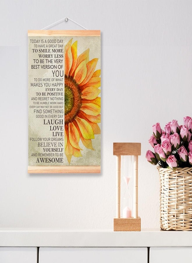 Littlefa Today is a Good Day Sunflower Canvas Hanging Poster, Inspirational Poster Hanger for Office Bedroom kitchen Porch, Today is A Good Day Wall Decor 16x12in - Image 4