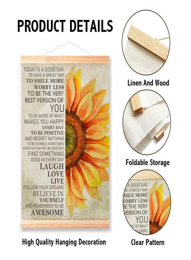 Littlefa Today is a Good Day Sunflower Canvas Hanging Poster, Inspirational Poster Hanger for Office Bedroom kitchen Porch, Today is A Good Day Wall Decor 16x12in - Image 3