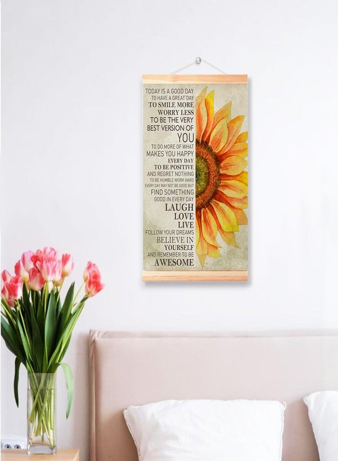 Littlefa Today is a Good Day Sunflower Canvas Hanging Poster, Inspirational Poster Hanger for Office Bedroom kitchen Porch, Today is A Good Day Wall Decor 16x12in - Image 5