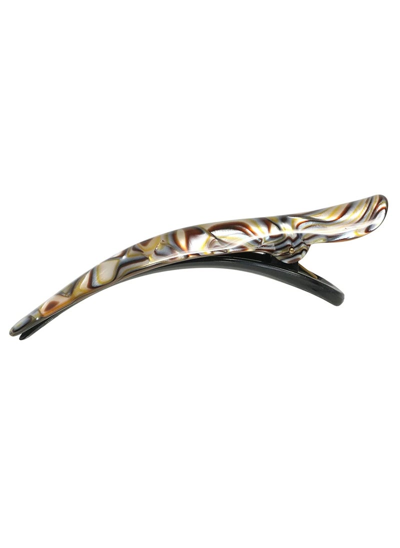 French Amie - French Amie Brill Beak Onyx Silver Grey Large Handmade Cellulose Salon Hinge Side Slide In Alligator Hair Clip Clamp - Image 1
