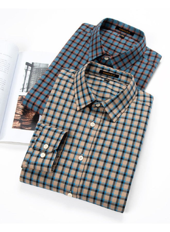 ROMON قميص دكرون الكلاسيكي المربعات للرجال بأكمام طويلة قميص رجال للأعمال قميص رجال بأكمام طويلة - Image 1