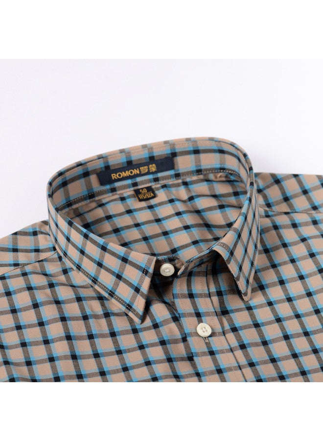 ROMON قميص دكرون الكلاسيكي المربعات للرجال بأكمام طويلة قميص رجال للأعمال قميص رجال بأكمام طويلة - Image 4