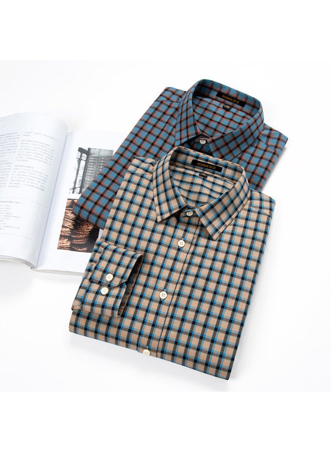 ROMON قميص دكرون الكلاسيكي المربعات للرجال بأكمام طويلة قميص رجال للأعمال قميص رجال بأكمام طويلة - Image 2