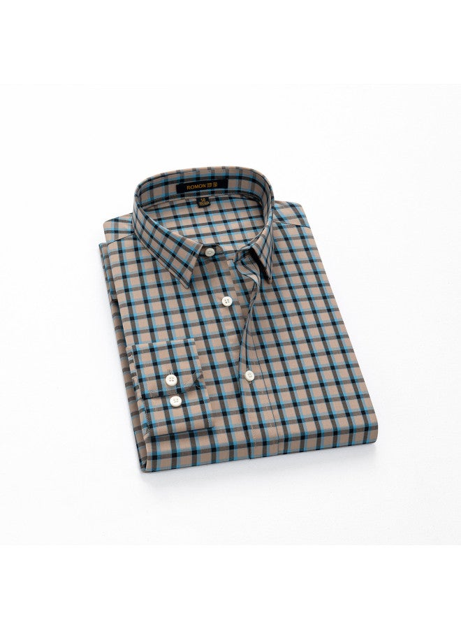 ROMON قميص دكرون الكلاسيكي المربعات للرجال بأكمام طويلة قميص رجال للأعمال قميص رجال بأكمام طويلة - Image 3