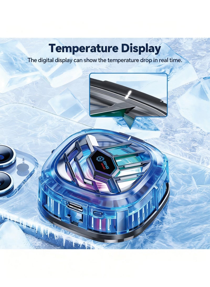 HaDoii Magnetic Cell Phone Cooler Portable with Temperature Display 3 Cooling Modes RGB Phone Cooling Fan with Semi-Conductor Cooling for Live Streaming, Outdoor Vlog, Mobile Game, Includes Magnetic Patch - Image 3