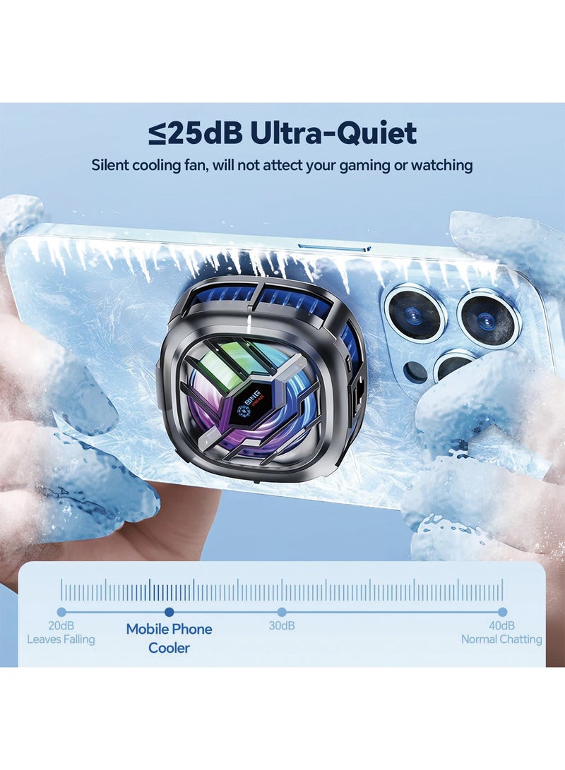 HaDoii Magnetic Cell Phone Cooler Portable with Temperature Display 3 Cooling Modes RGB Phone Cooling Fan with Semi-Conductor Cooling for Live Streaming, Outdoor Vlog, Mobile Game, Includes Magnetic Patch - Image 4
