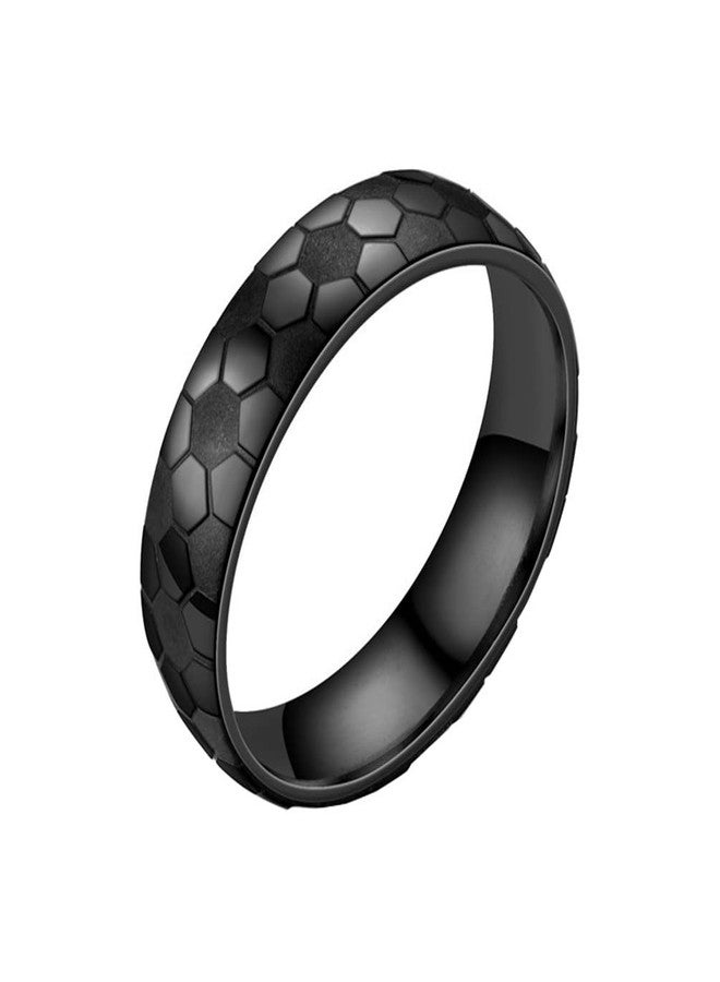OAKKY Unisex Stainless Steel 6mm Dome Simple Hip Hop Punk Football Soccer Pattern Signet Ring Matte Finished Sport Jewelry Comfort Fit Black Size 8 - Image 1