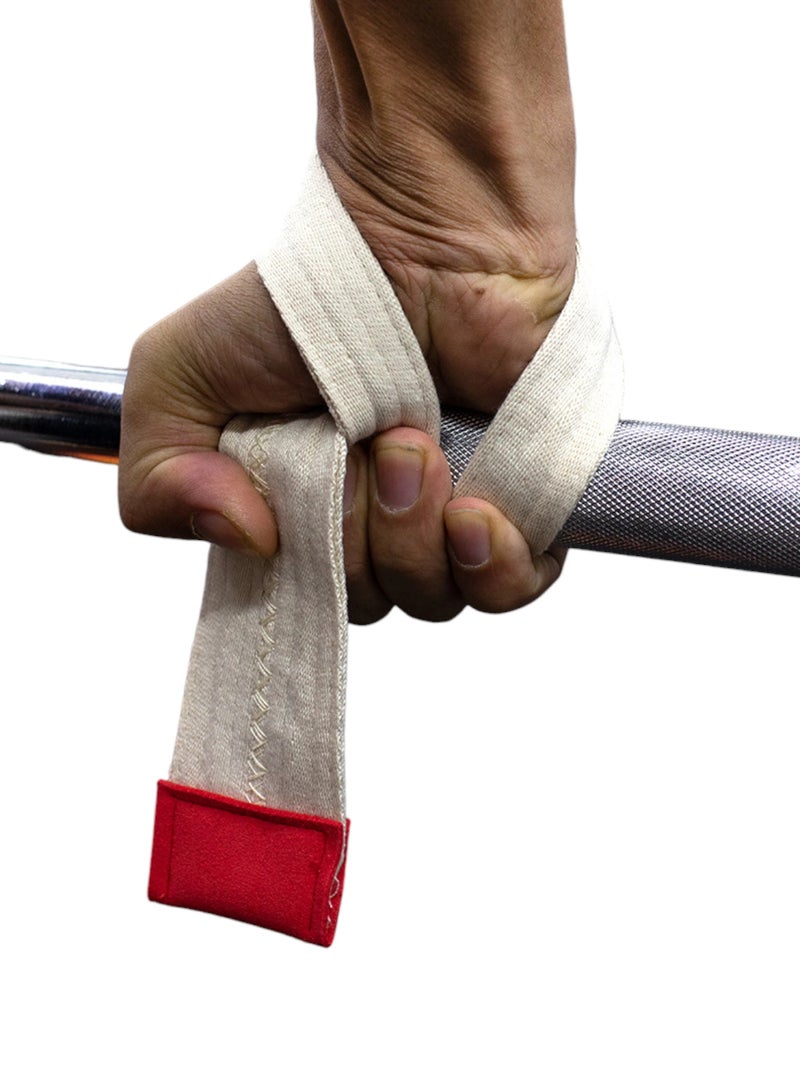 Lifting Grip Strap Single - Wrap Around Palm Protection - Beige