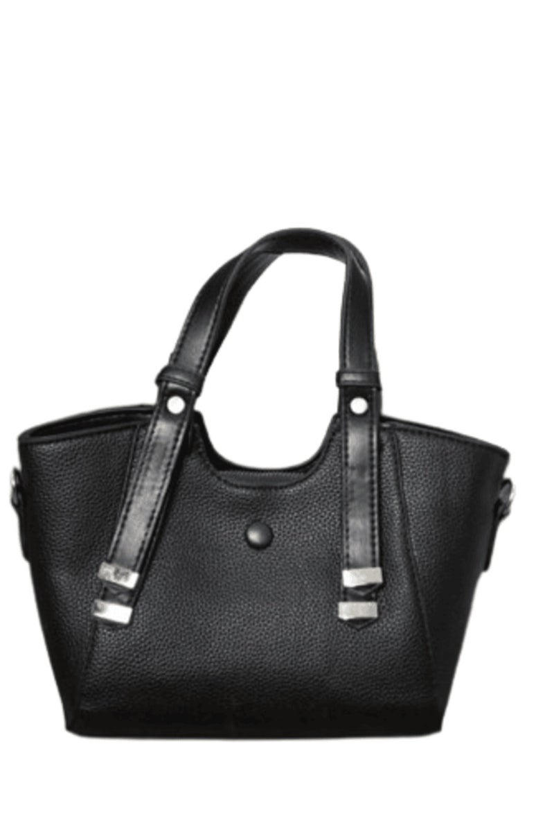 Women's Handbag and Shoulder Bag - Elegant a curved hobo-style handbag Design in a black colored bag with black accents